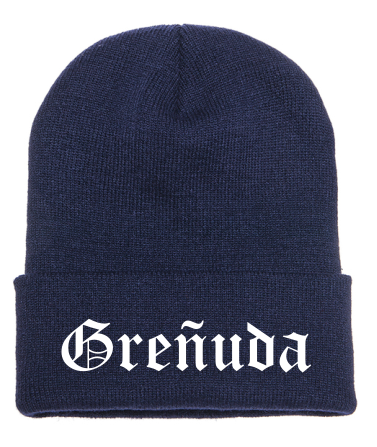 Greñuda Old English Font Beanie