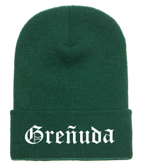 Greñuda Old English Font Beanie