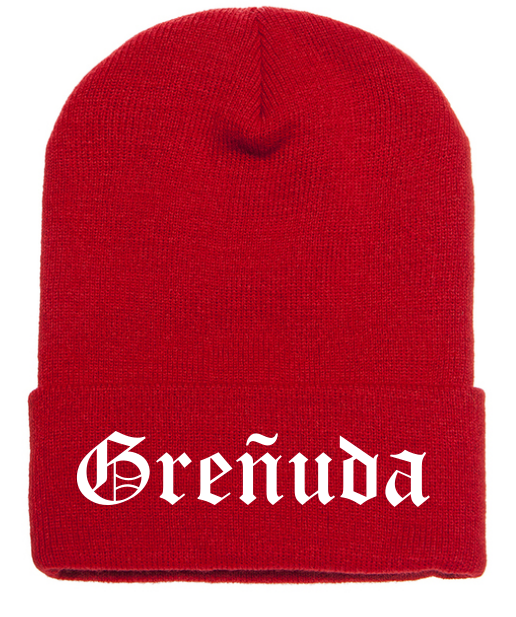 Greñuda Old English Font Beanie